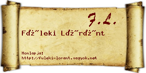 Füleki Lóránt névjegykártya